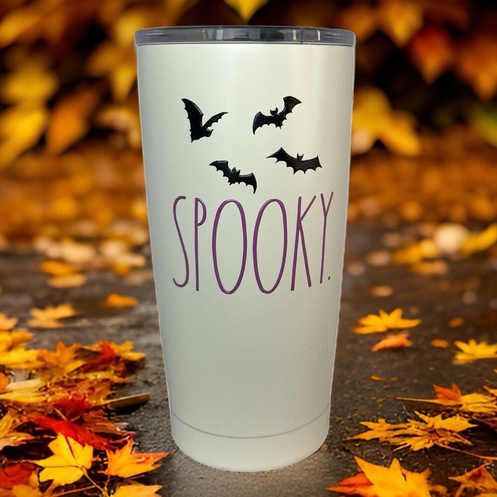 Rae Dunn Halloween Travel Mug SPOOKY Bats 17oz Insulated Stainless Steel Tumbler